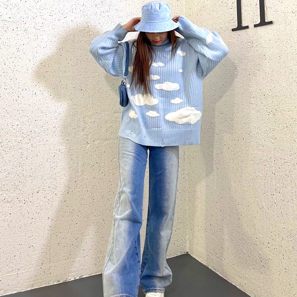 ☁️🦋Host Pick🦋☁️ Adika Cloud Oversized Distressed Turtleneck Jumper/Sweater M/L